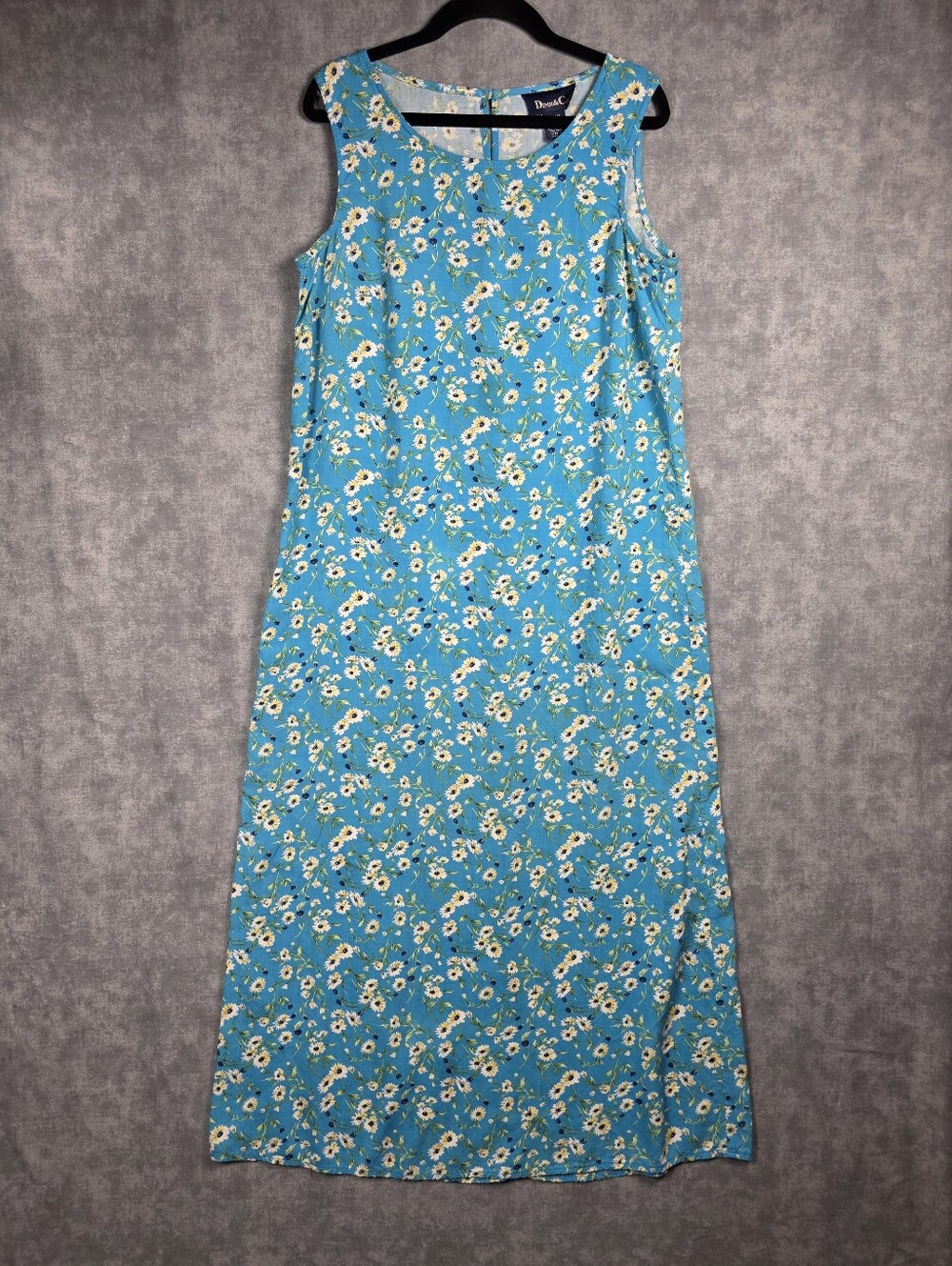 Denim & Co Blue Daisy Floral Sleeveless Maxi Dress Women's Medium Cottagecore